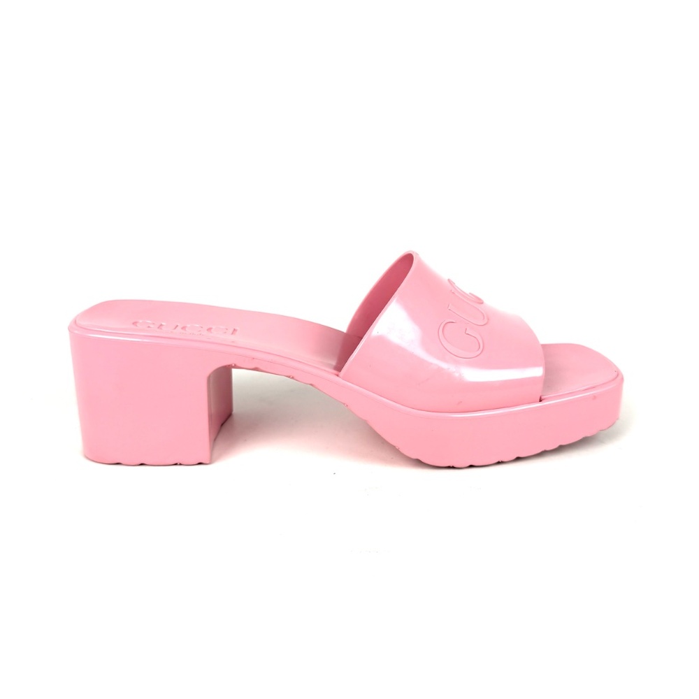 GUCCI Rubber Pink Wild Rose Platform Slide Sandals 36, 6 - Picture 3 of 15